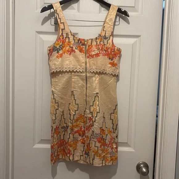 FREE PEOPLE BIG BANG Multicolor Floral Aztec Metallic Crochet Dress - Picture 4 of 4
